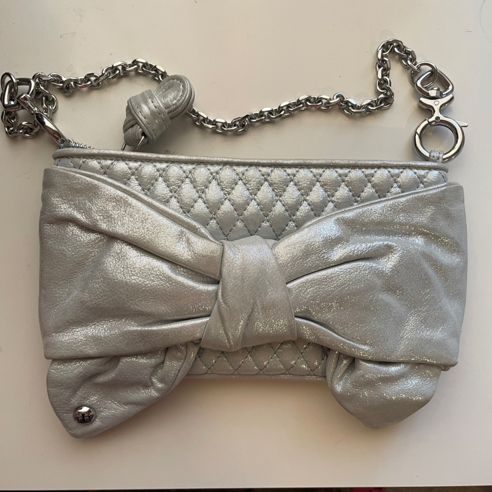 Light Blue Silver Juicy Quilted Chain Bag